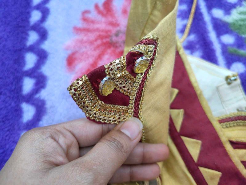 Embroidered Golden Maroon Blouse
