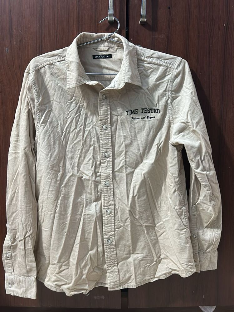 Men’s Beige “Time Tested Future Blessed” Button-Up