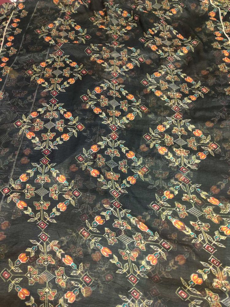 Beautiful Black Multicolour Pattern Dupatta