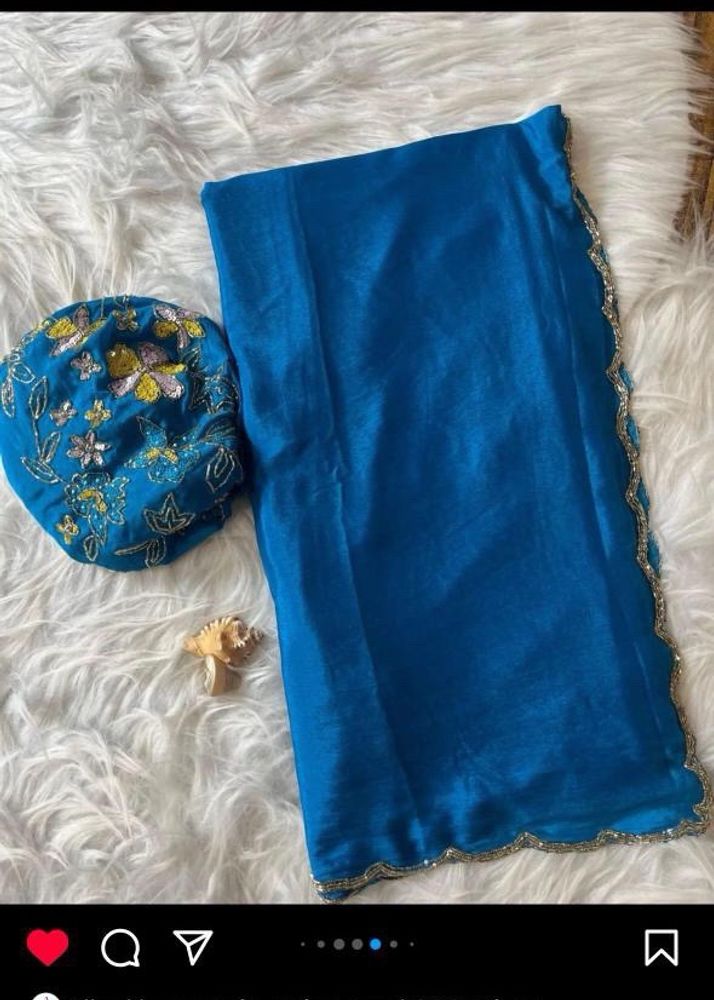 Blue New Unstitched Sequence Saree For NEETU
