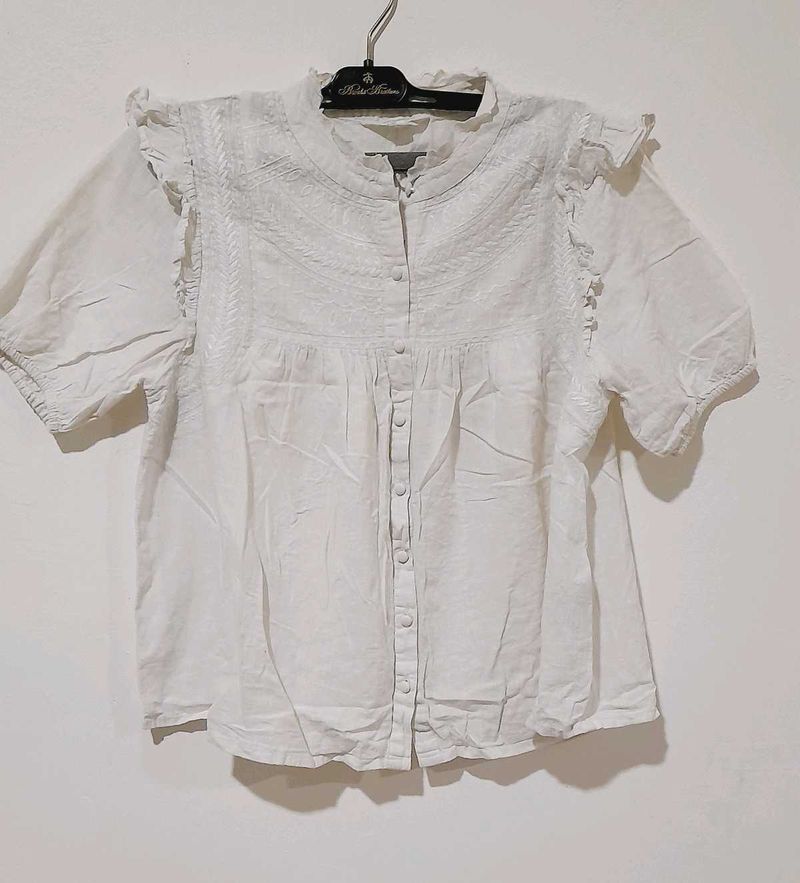 White Ruffle Top