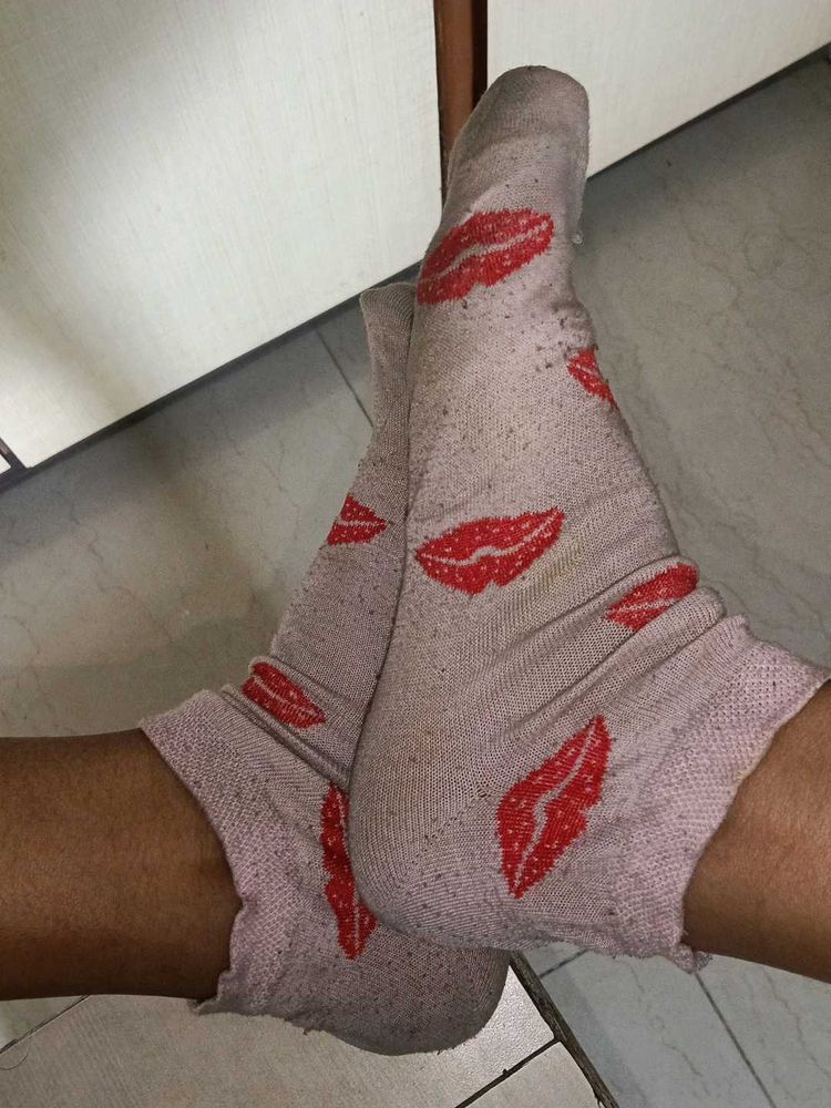 Funky Lips Print Socks