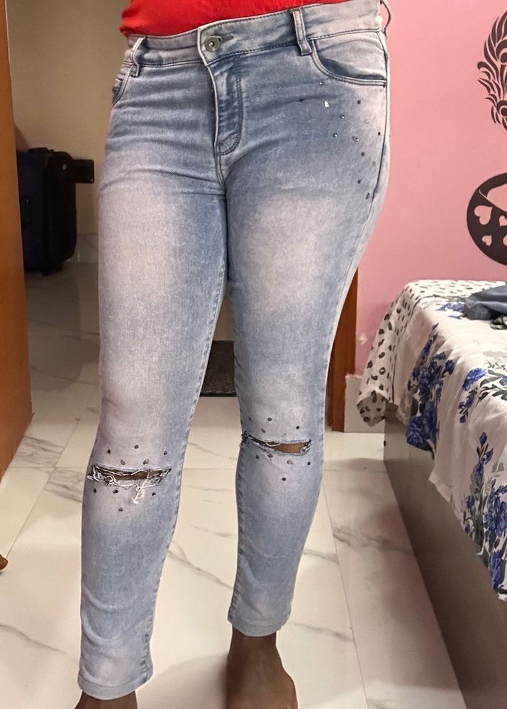 Ripped &amp; Rhinestone Jeans