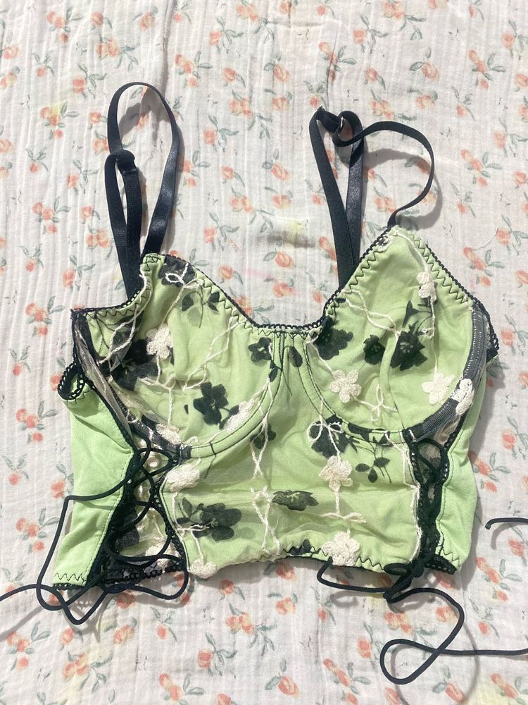 Green Floral Bralette