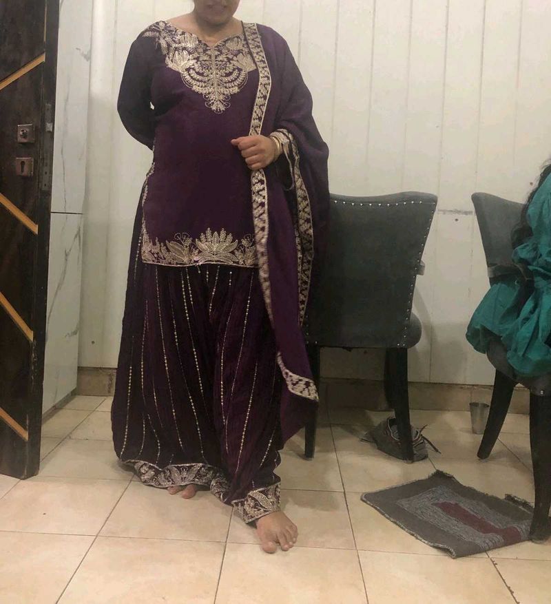 Purple Embroidered Kurta Set
