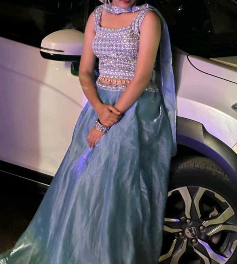 Blue Embellished Lehenga Choli Set