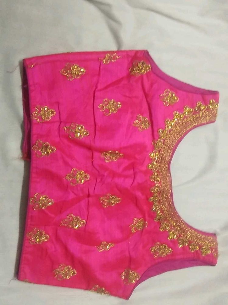 Pink Embroidered sleeveless Blouse