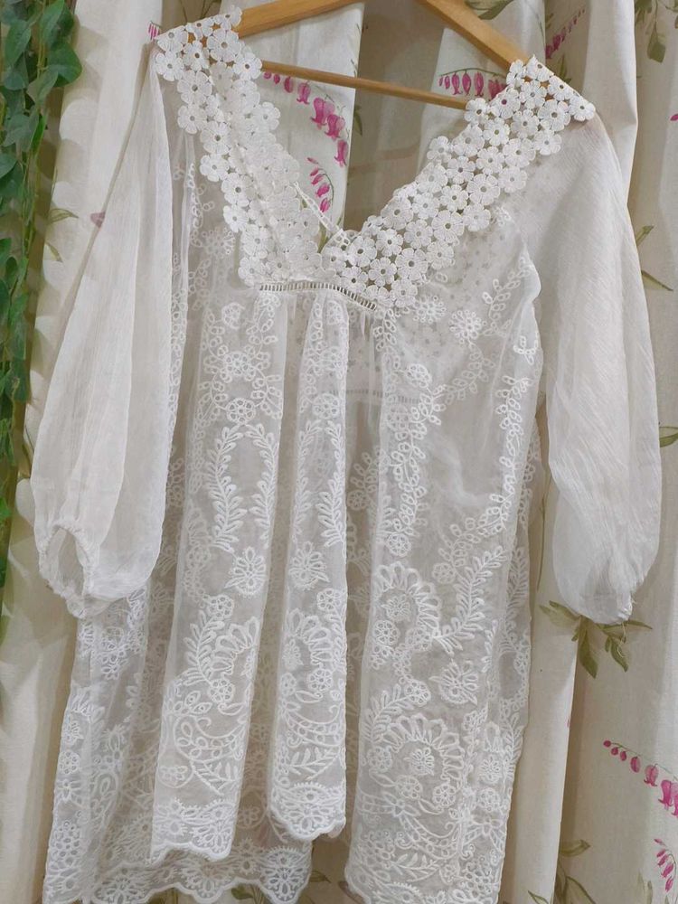 White Embroidered Top