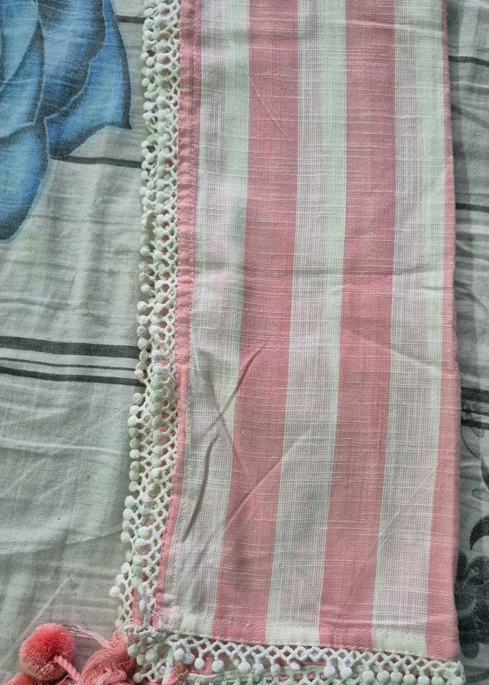 Pink Striped Dupatta