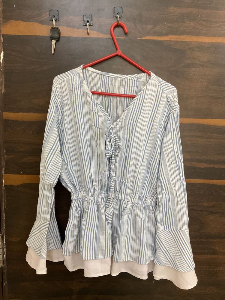 Striped Tie-Neck Top