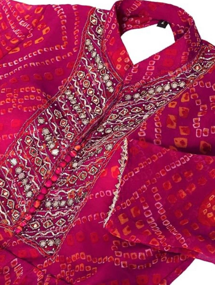 Magenta Bandhani Print Kurta