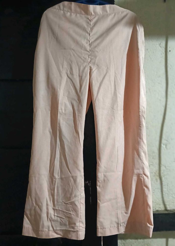 Pale Pink Flare Leg Trousers