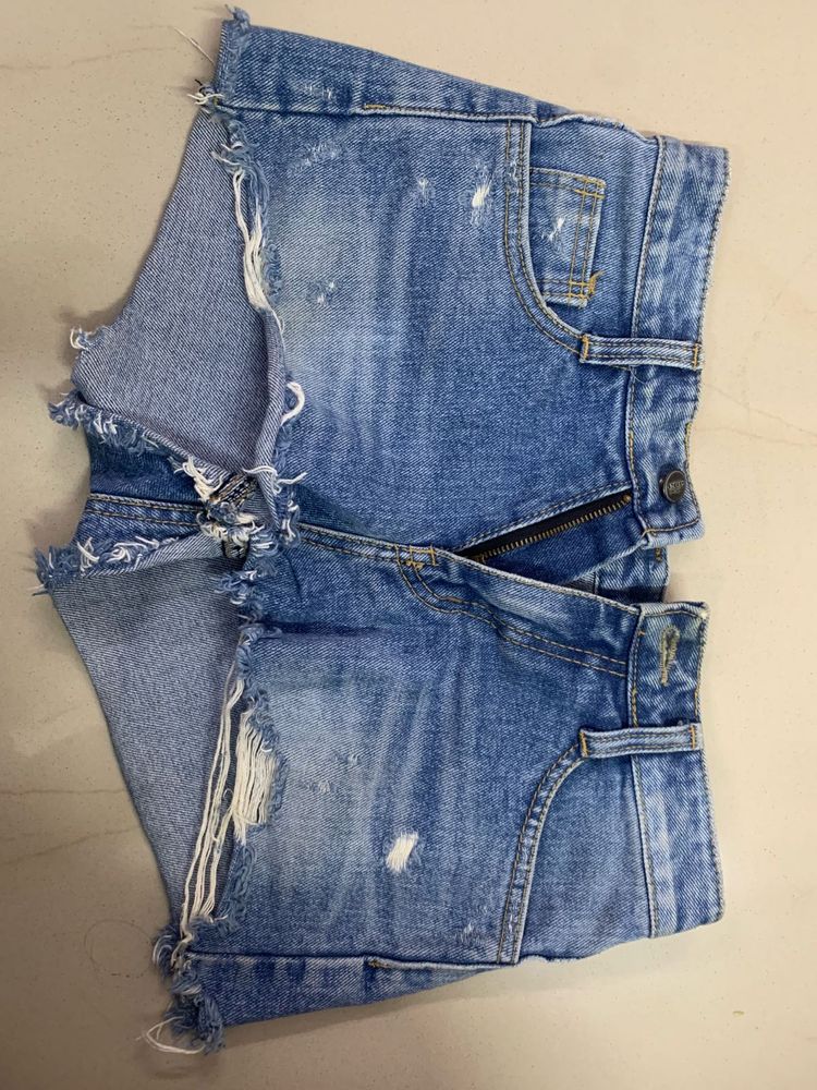 Distressed Denim Shorts