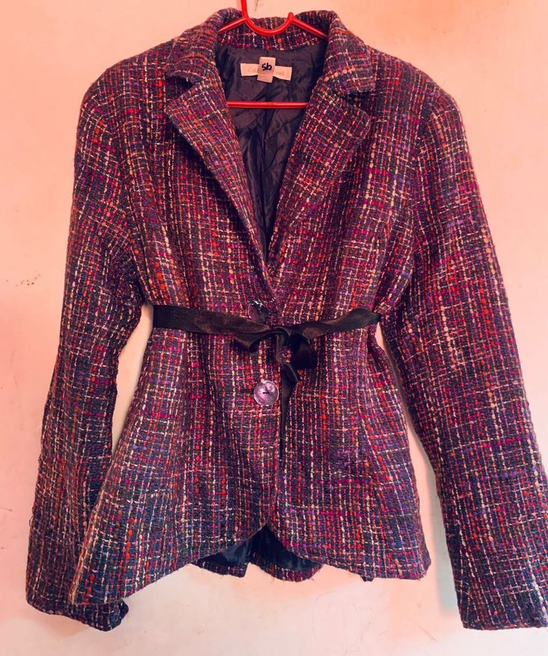 Tweed Blazer with Belt