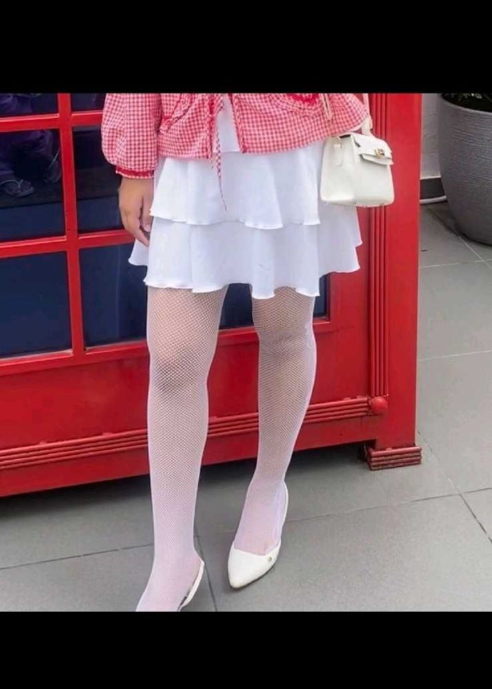 White Ruffle Skort