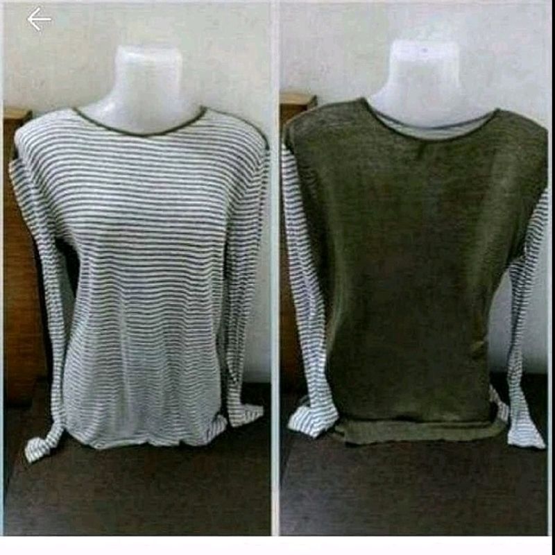 Stretchable Long Top With Plain Back