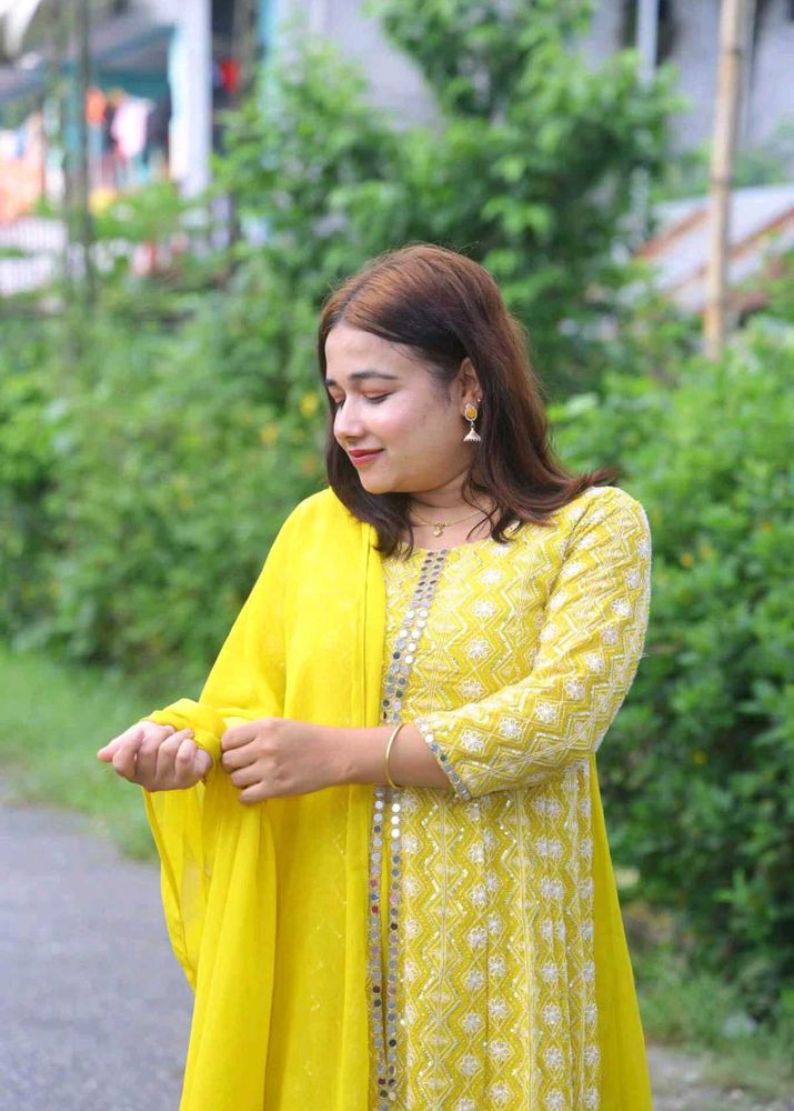 Yellow Embroidered Kurta Set