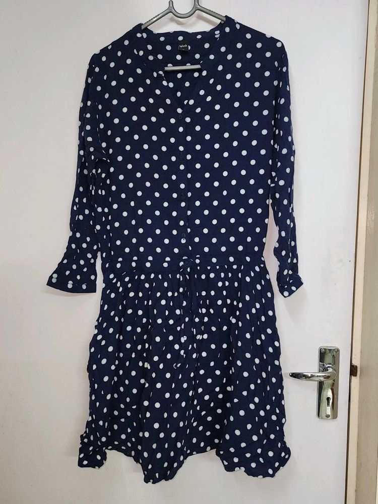 Navy Polka Dot Dress