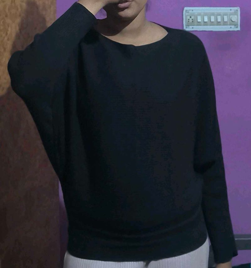 Black Dolman Sleeve Knit Top