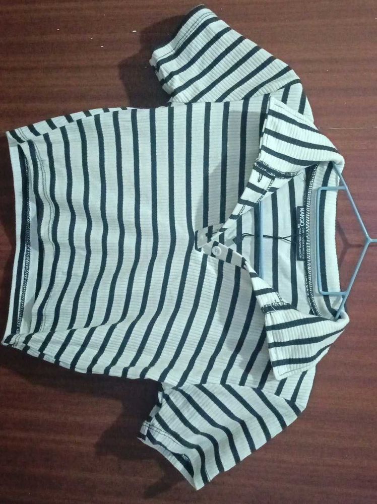 Striped Ribbed Crop Top