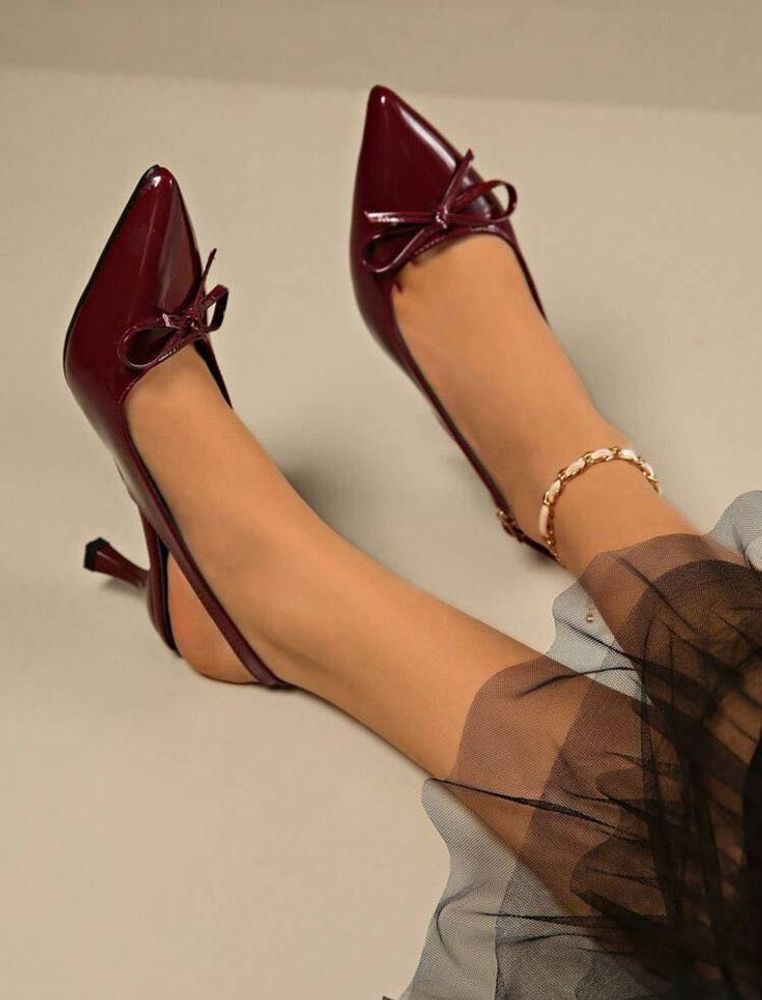 Burgundy Bow Heels