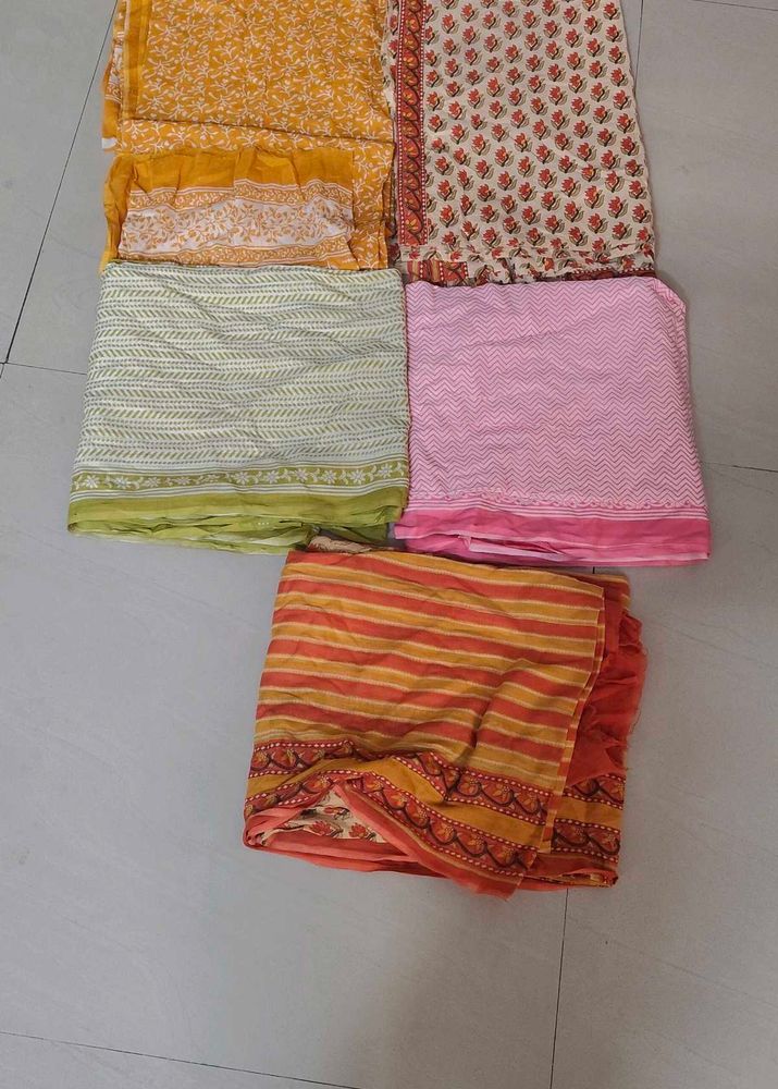 Set Of 5 Dupattas , Jaipuri Cotton With Prints