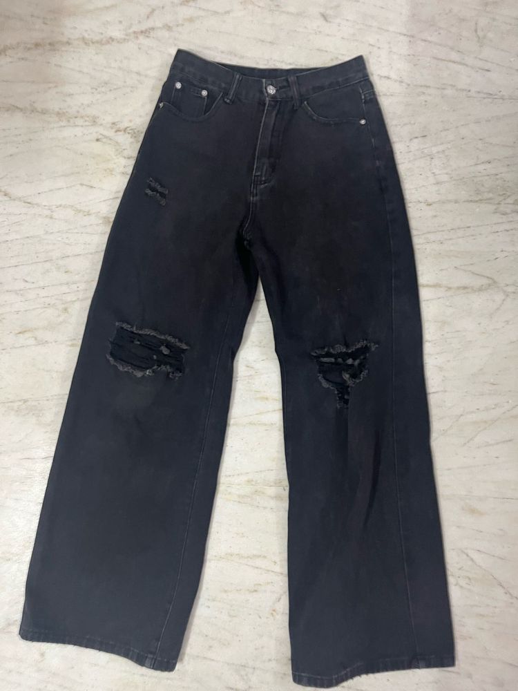 Ripped Wide Leg Jeans