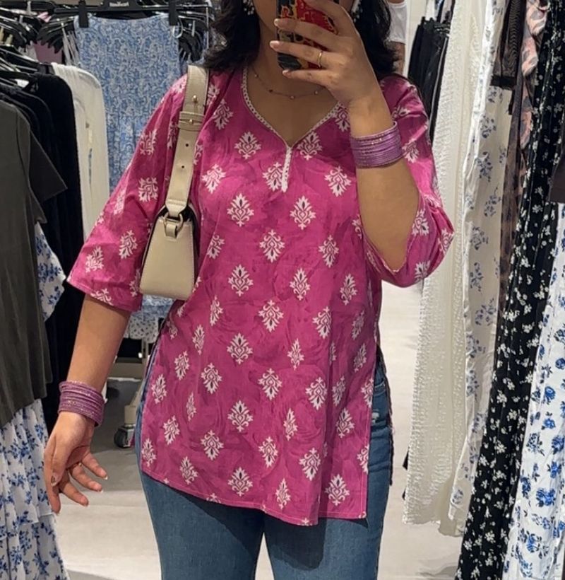 Pink Printed Kurta