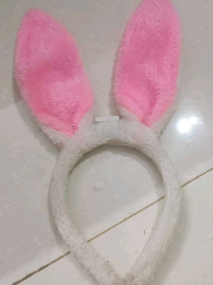 Fluffy Pink Bunny Ears Headband