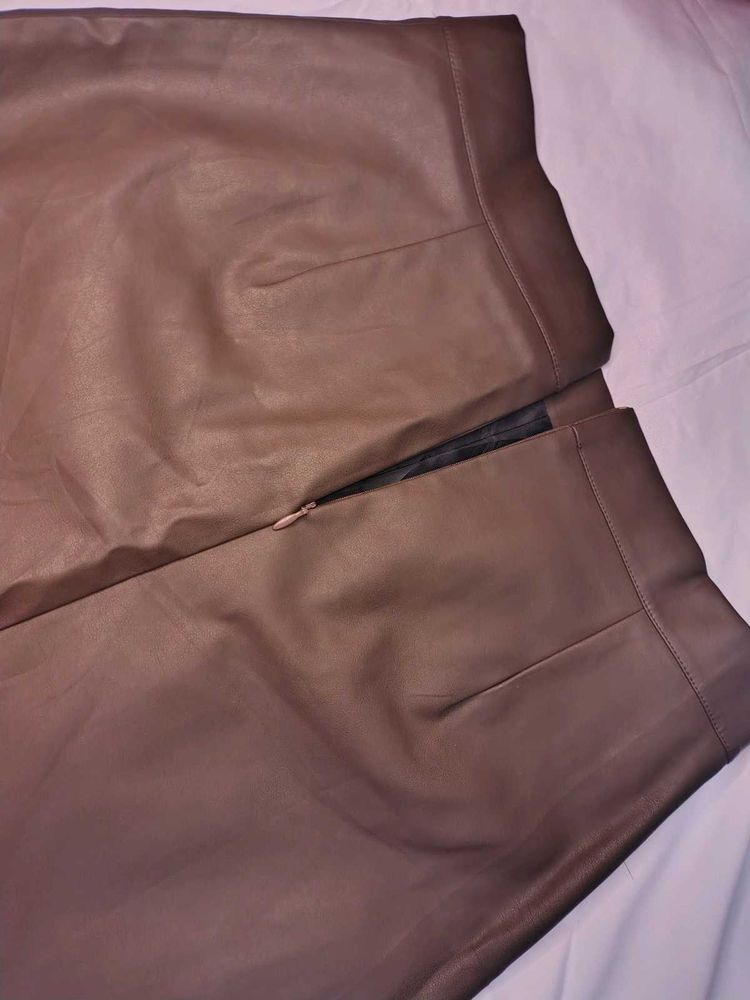 Brown Leather Skirt