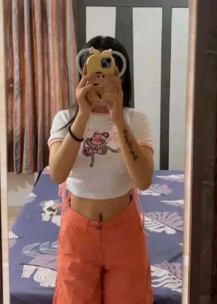 Cute Pink &amp; White Crop Top