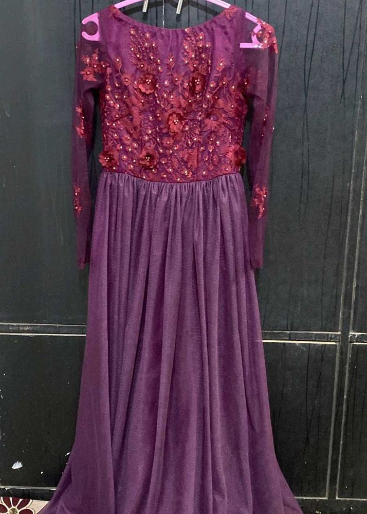 Elegant Purple Floral Gown