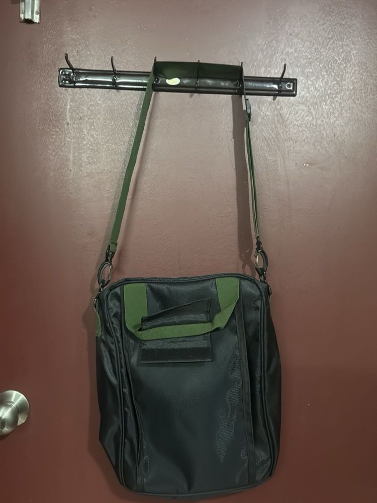 Black &amp; Green Messenger Bag