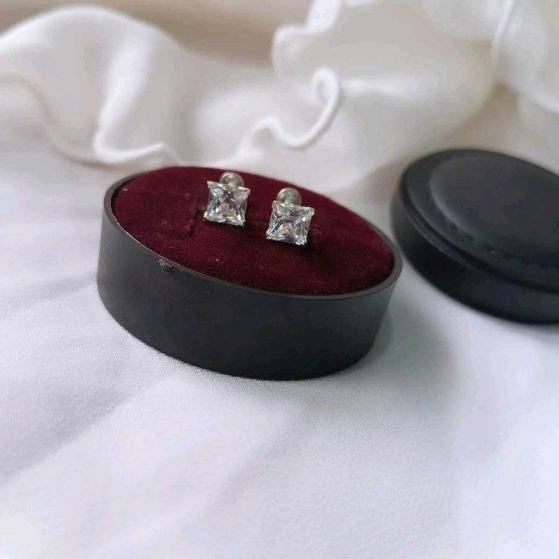 Pure Silver Sterling White AD Cut stud
