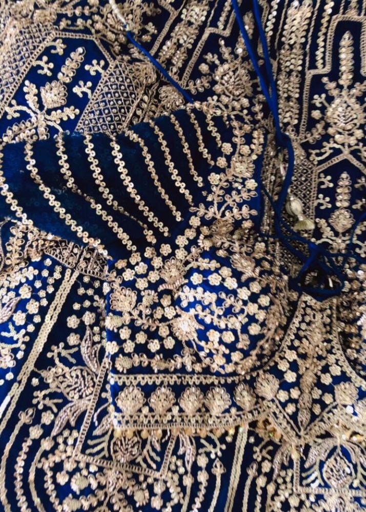 Blue Embellished Lehenga Choli With Dupatta