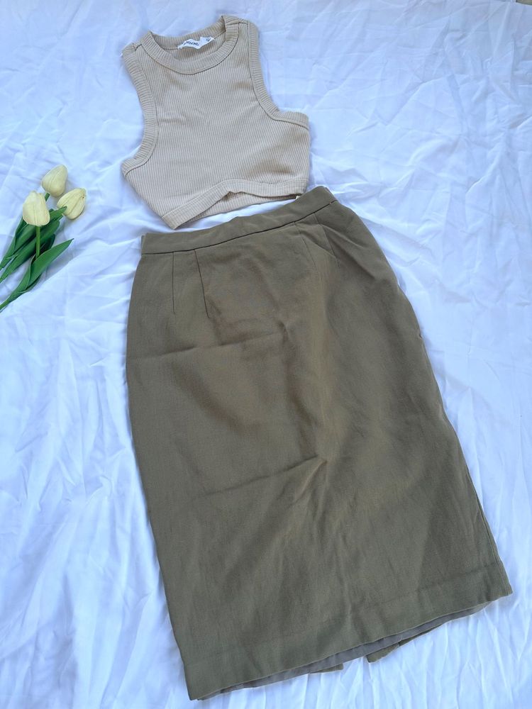 Minimalist Set: Ribbed Tank &amp; Linen Skirt