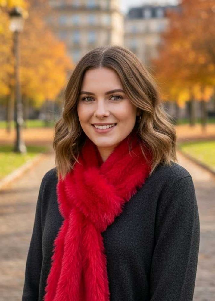 Red Faux Fur Scarf