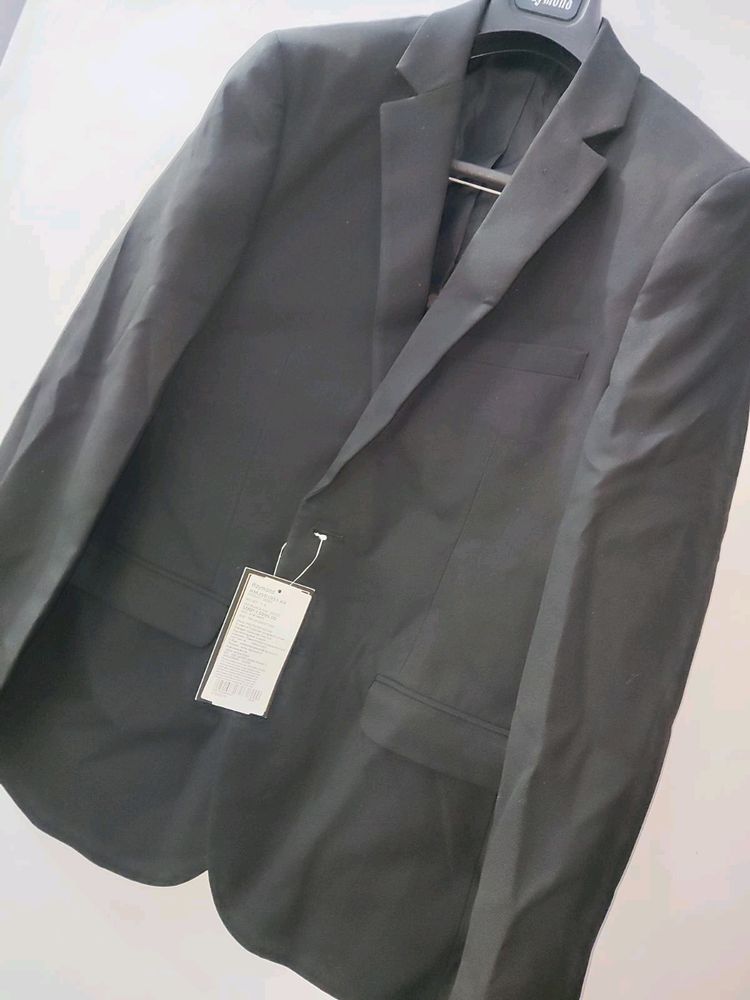 Men Solid Black Single- Breasted Formal Blazer