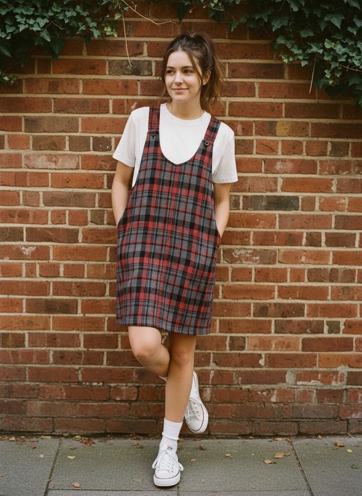Plaid Pinafore Dress