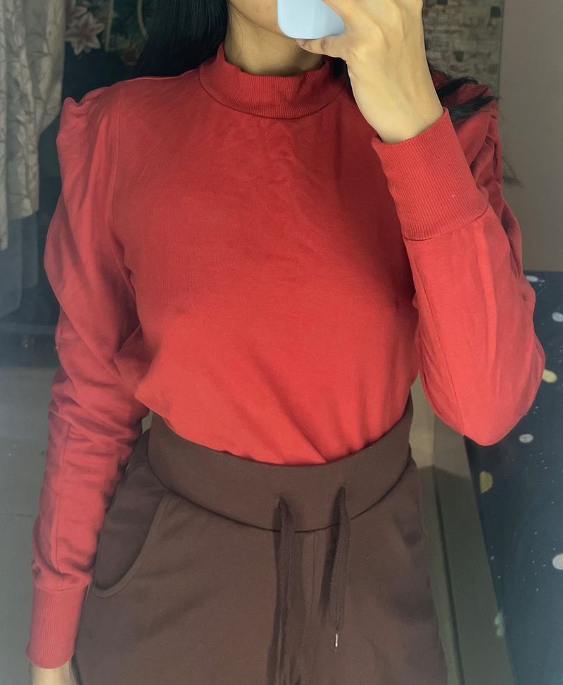 Red Full Sleeves Top From Zudio