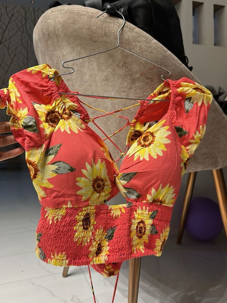 Floral Backless Top