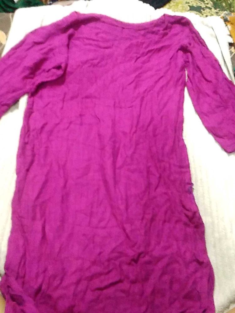 Purple V Neck Kurta