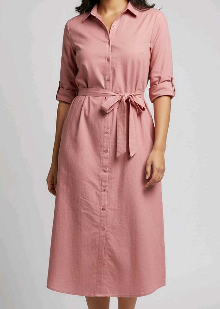 Dusty Rose Shirt Dress with Belt 🌸