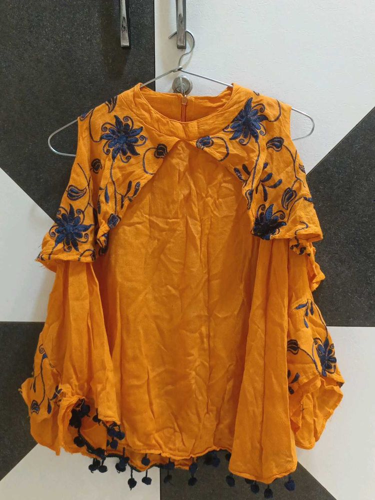 Orange Embroidered Top