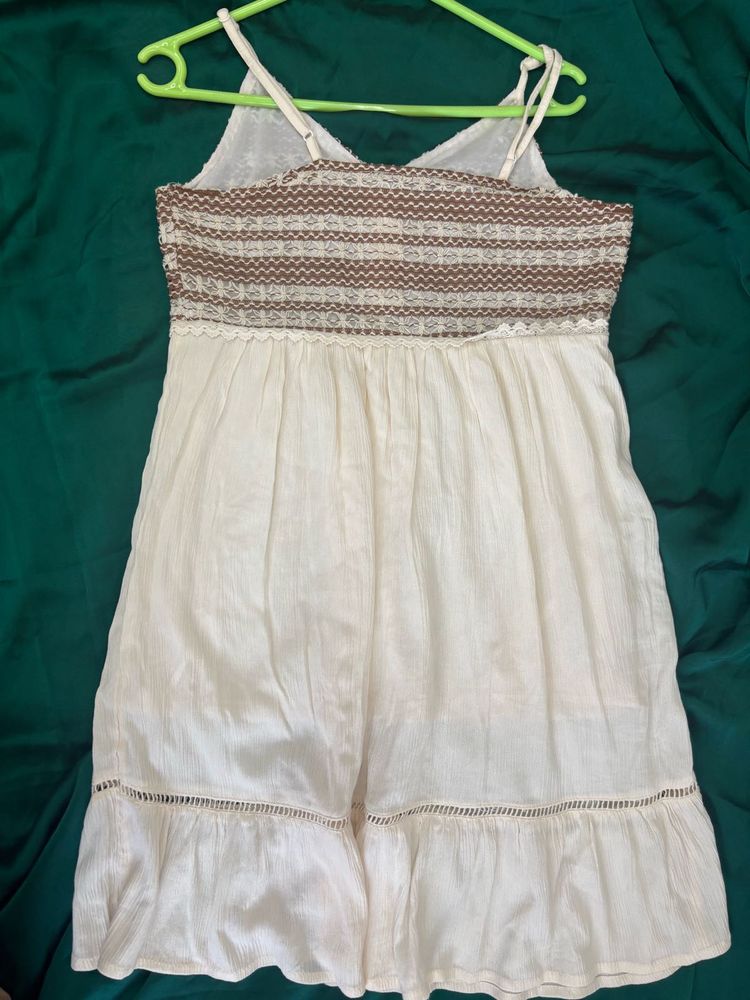 Cream Spaghetti Strap Dress