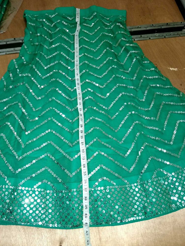Emerald Green Sequin Unstiched Lehanga