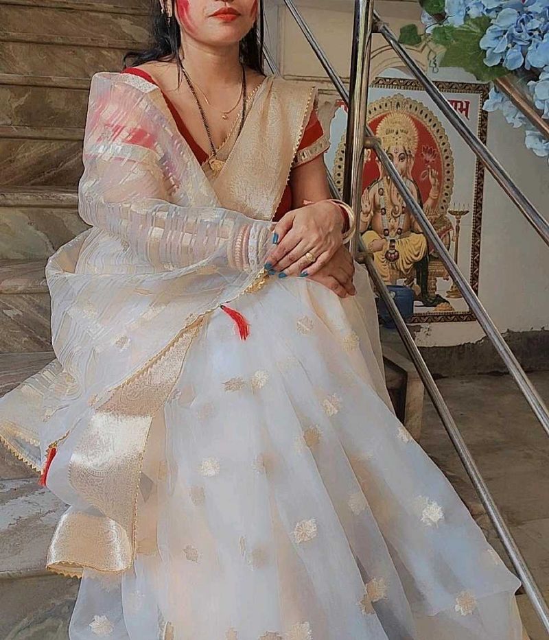 Elegant White Saree