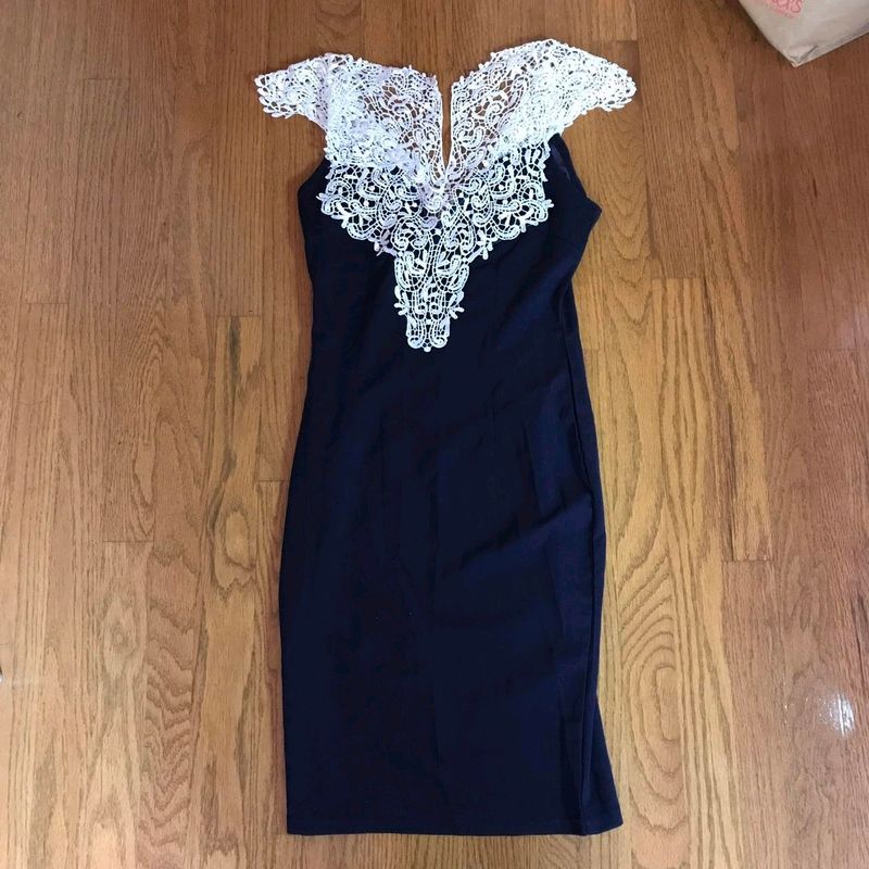 SHEIN Colour Block Lacey Sheath Dress