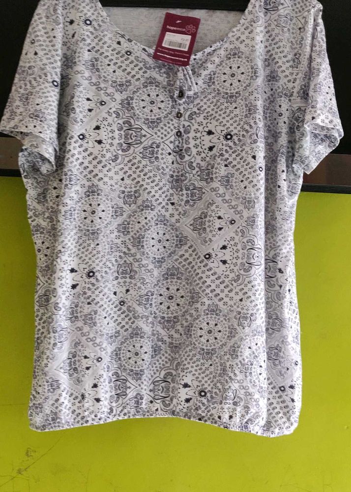 WHITE PRINTED CASUAL TOP