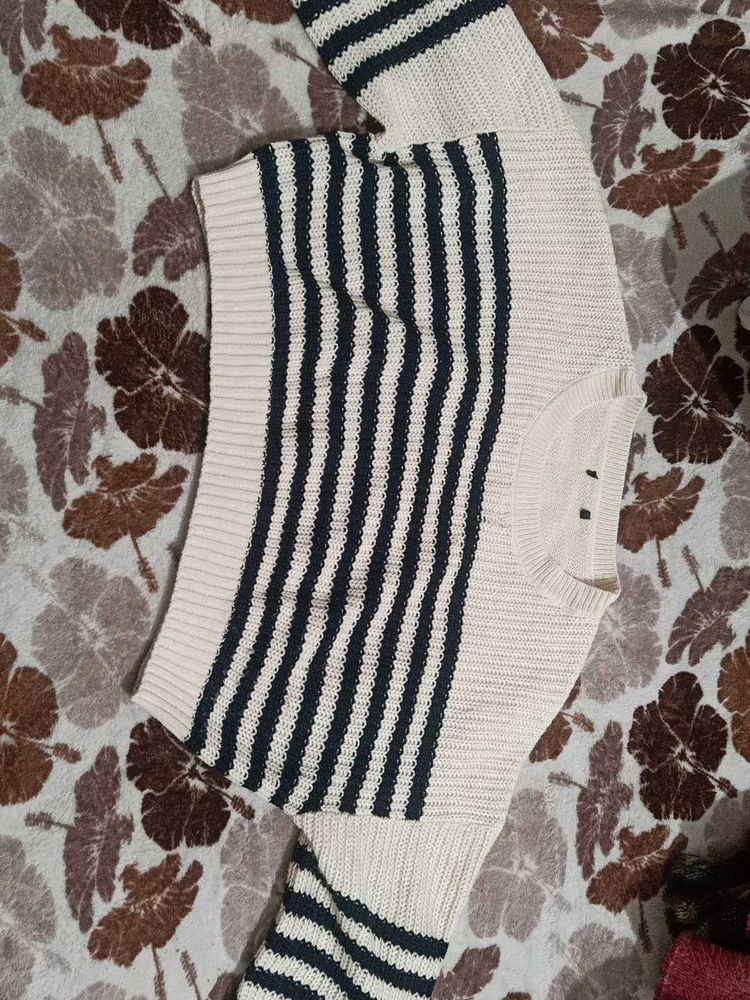 Striped Knit cropped Sweater